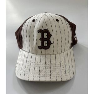 Vintage New Era MLB Boston Red Sox Fitted Hat Rare‎ Flex Size Small Brown White